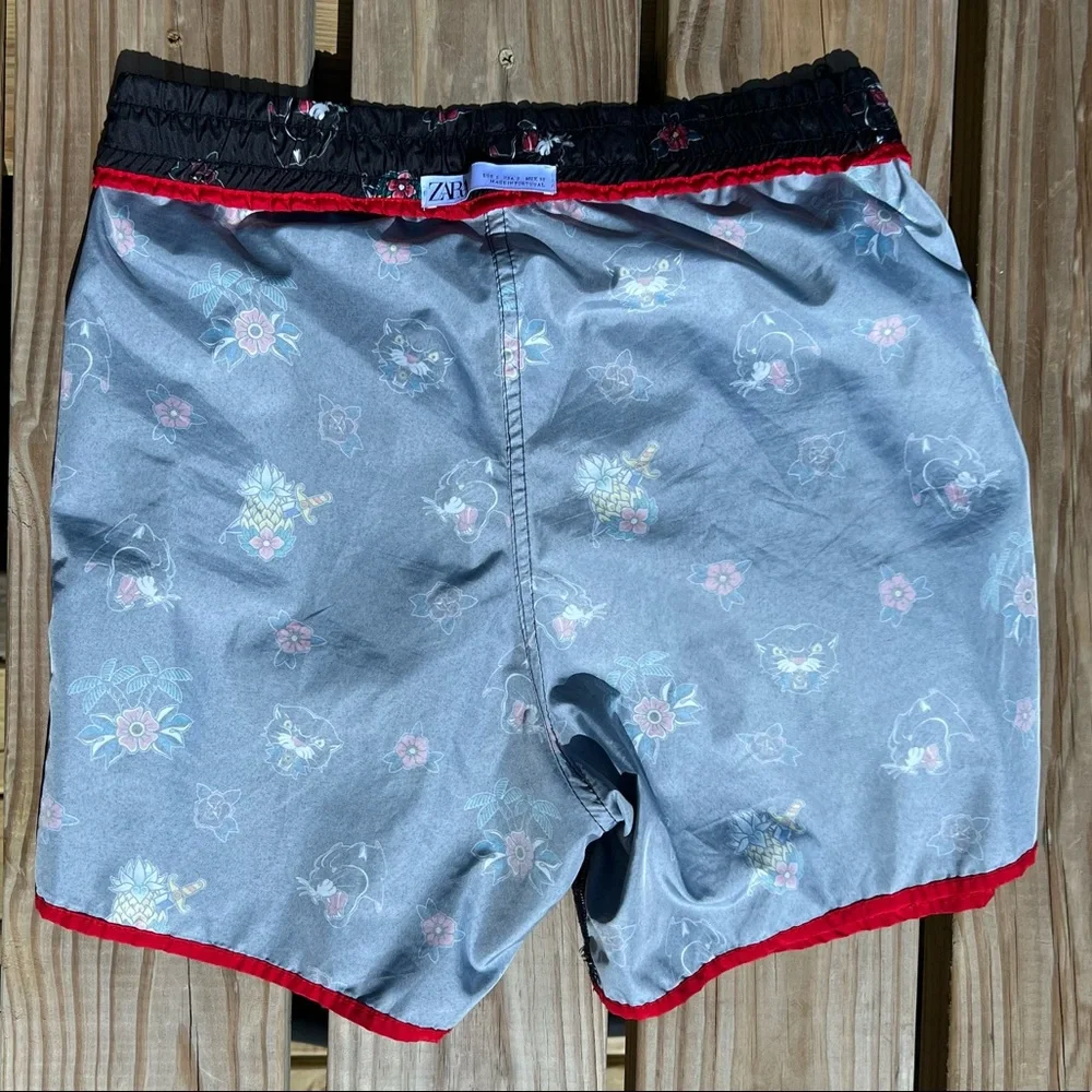 - Zara Sz S Tiger Pineapple Floral Print Board Shorts! EUC!
